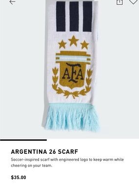 Argentina 26 Soccer Scarf – White & Light Blue
